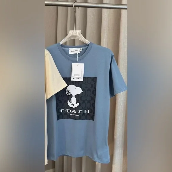 COACH Men's Women’s Unisex  BLUE  Snoopy  T-shirt  COTTON - Picture 5 of 5